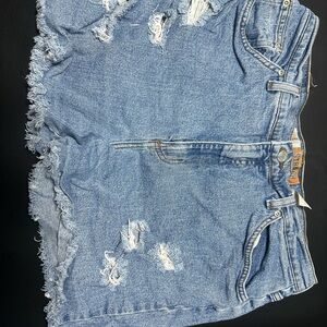 Faded Glory Blue Jean Shorts with Distressed Frayed Hem